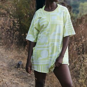 Free People Hot Shot Printed Tee Romper in Sunday Market Zest in various NWT